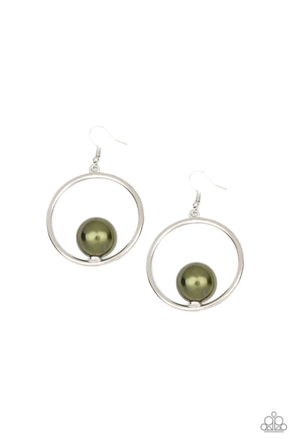 Paparazzi Accessories-Solitaire REFINEMENT Green Earrings