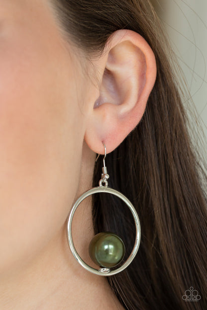 Paparazzi Accessories-Solitaire REFINEMENT Green Earrings