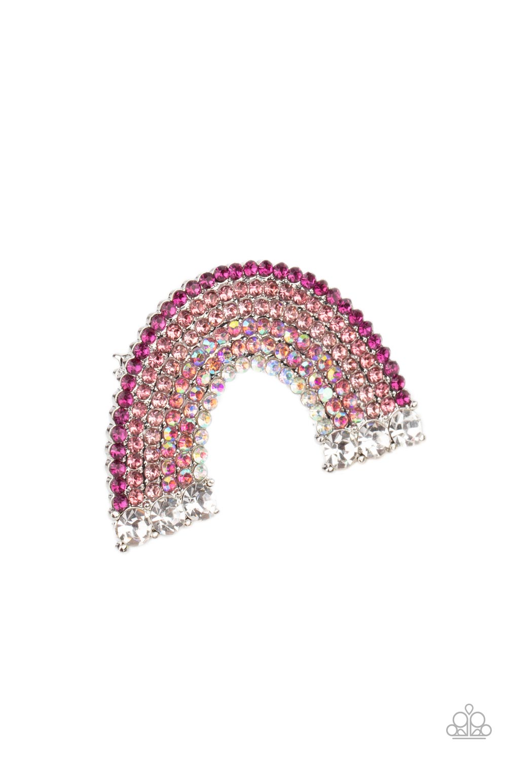 Paparazzi Accessories-Somewhere over The RHINESTONE Rainbow Pink Iridescent Hair Clip