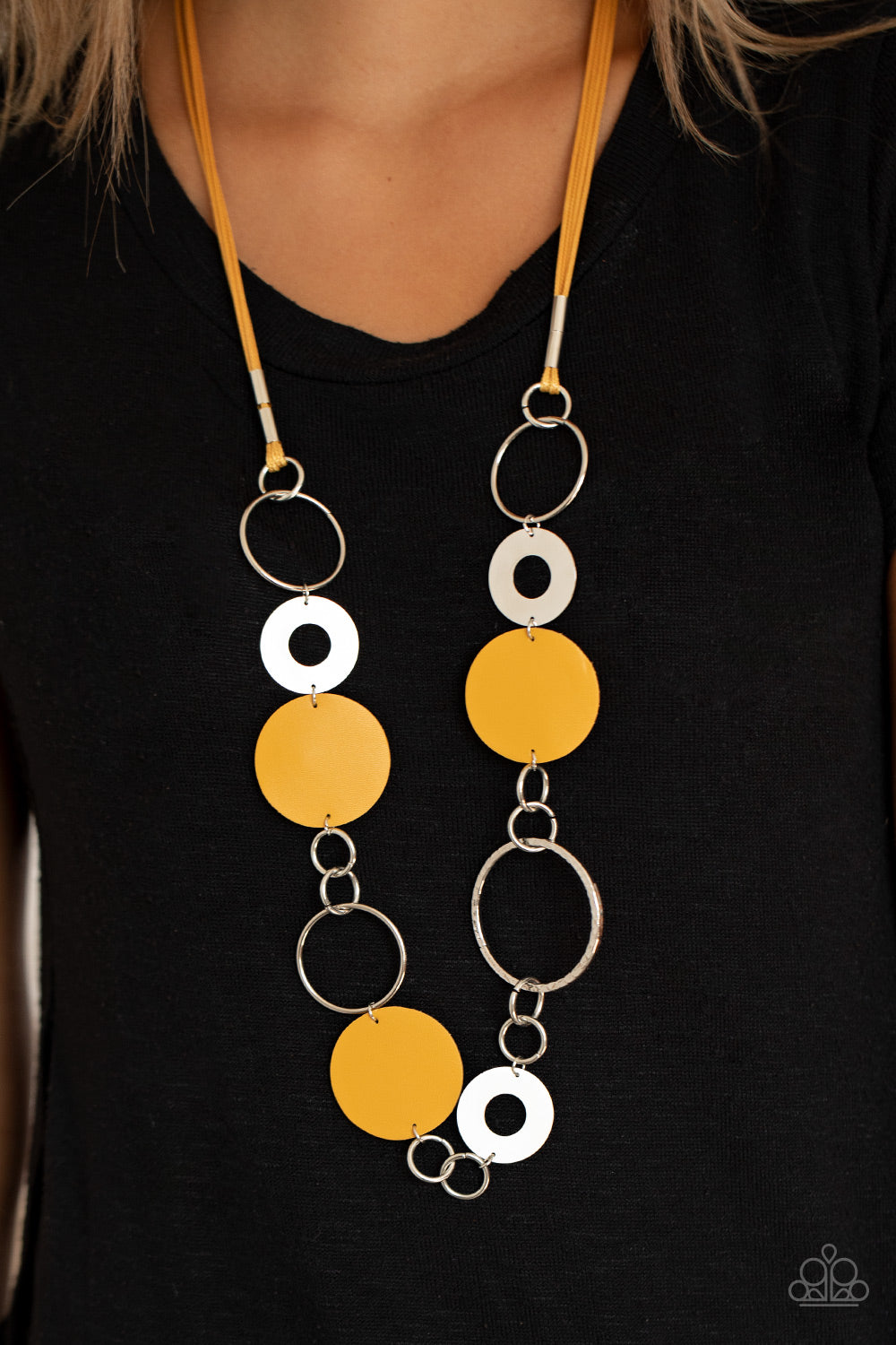 Paparazzi Accessories-Sooner or LEATHER Yellow Whimsical Necklace Set
