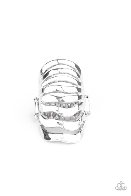 Paparazzi Accessories-Sound Waves Silver Ripple Ring