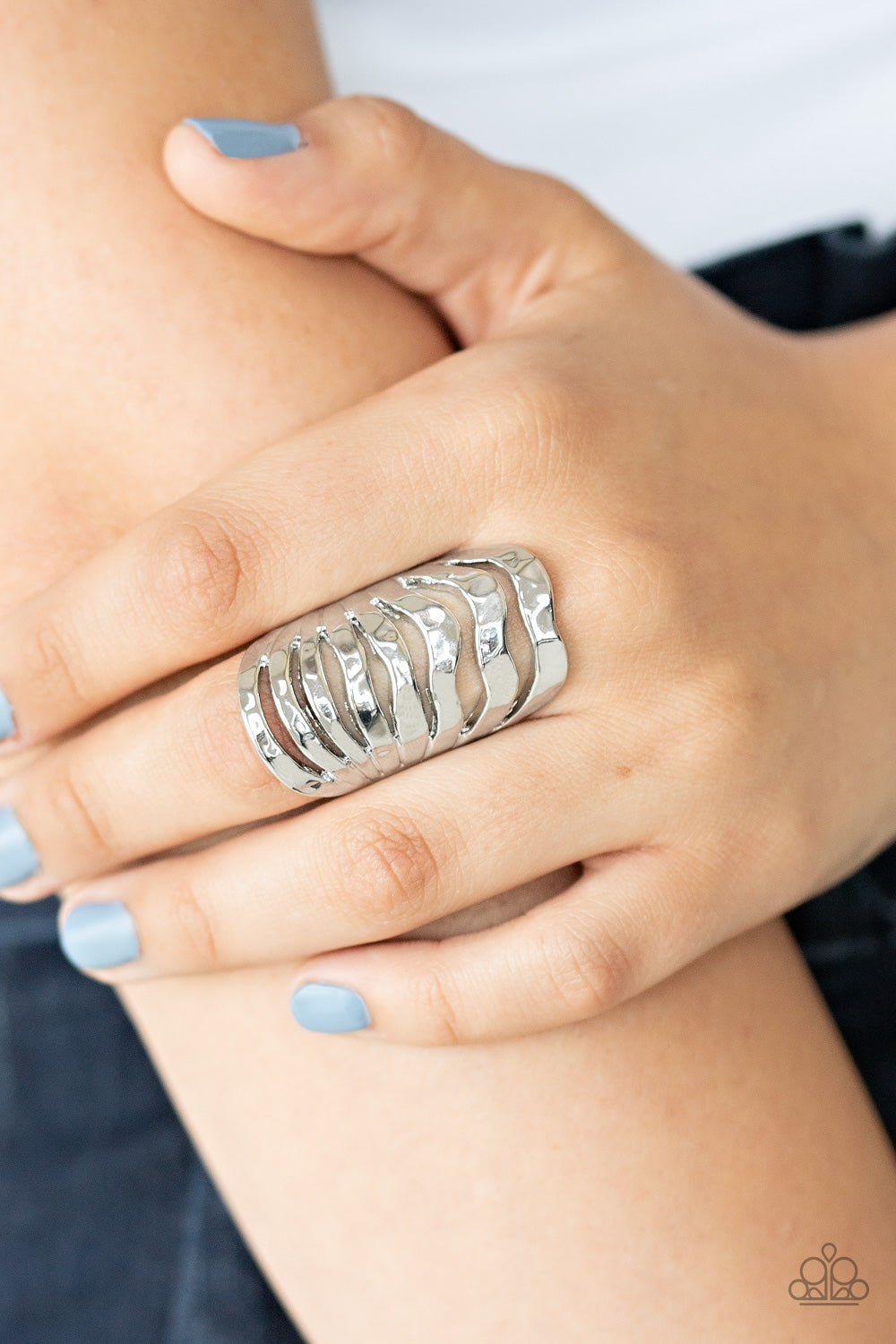 Paparazzi Accessories-Sound Waves Silver Ripple Ring