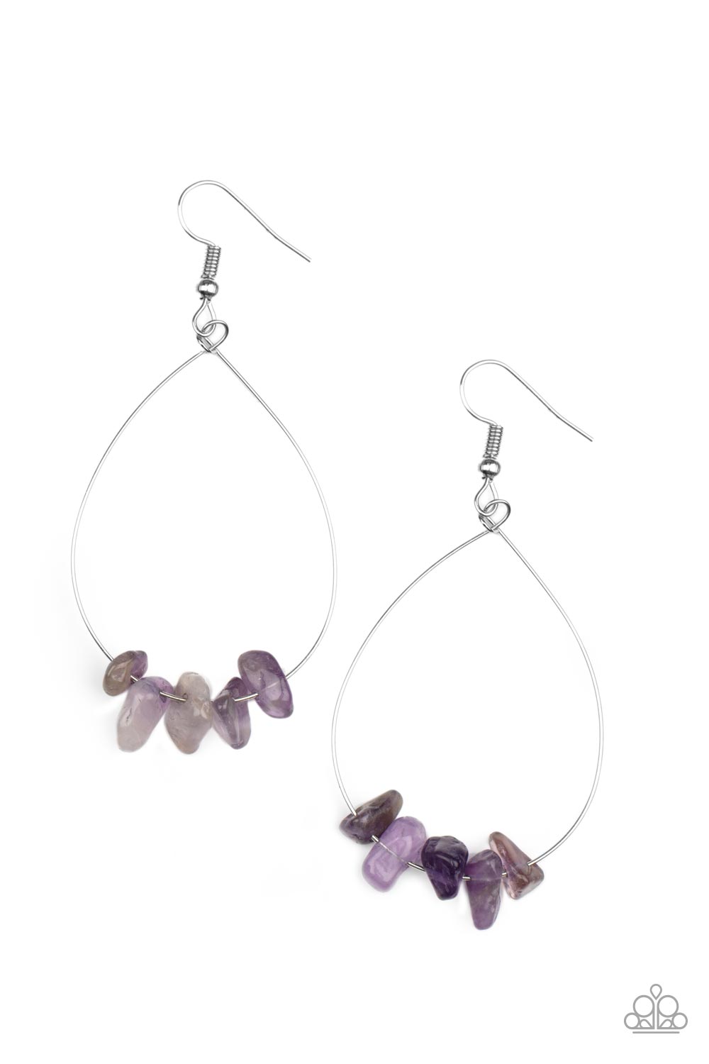 Paparazzi Accessories-South Beach Serenity Purple Teardrop Silver Wire Earring