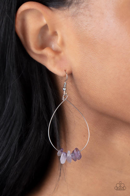 Paparazzi Accessories-South Beach Serenity Purple Teardrop Silver Wire Earring