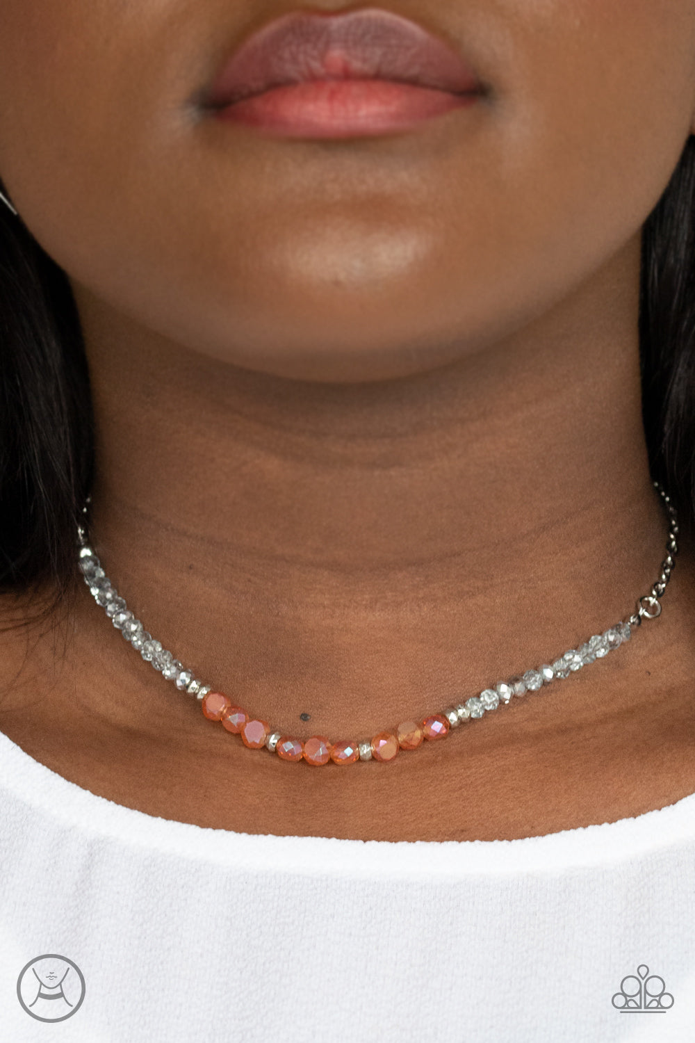 Paparazzi Accessories-Space Odyssey Orange Hematite Crystal Necklace Set