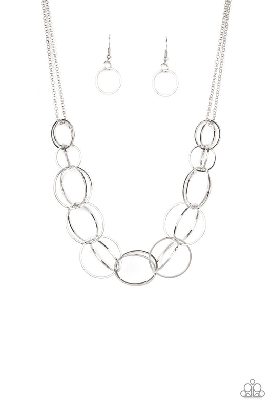 Paparazzi Accessories-Space Walk Silver Necklace Set