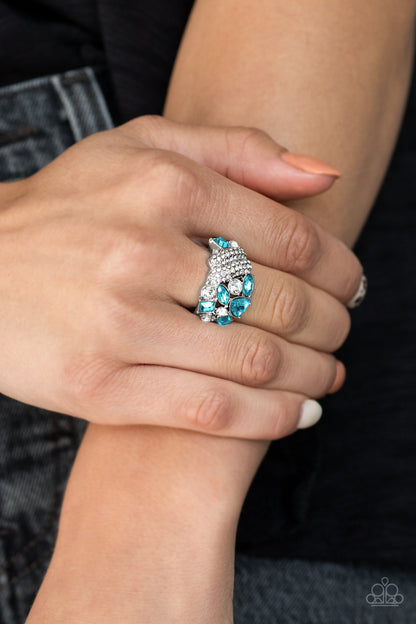 Paparazzi Accessories-Sparkle Bust Blue Ring