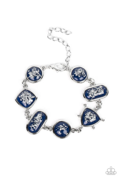 Paparazzi Accessories-Speckled Shimmer Blue Geometric Glitzy Bracelet