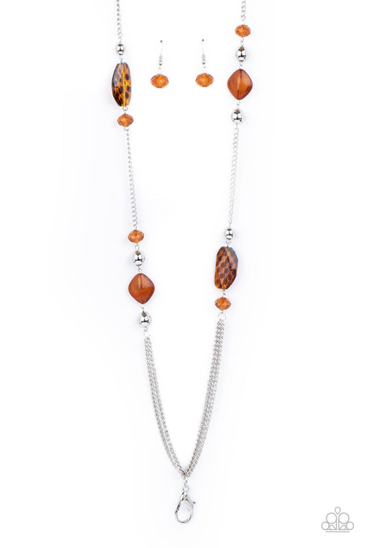 Paparazzi Accessories-Spectacularly Speckled Brown Marbled Bead Necklace Set