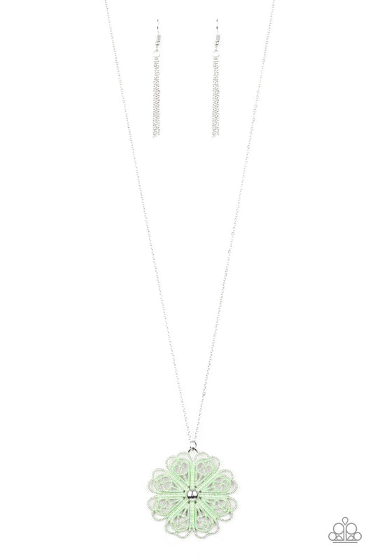 Paparazzi Accessories-Spin Your PINWHEELS Green Necklace Set