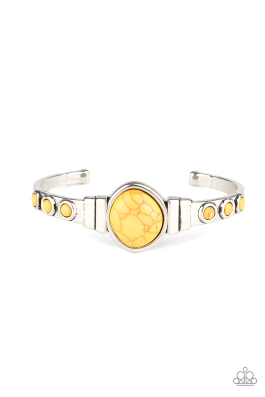 Paparazzi Accessories-Spirit Guide Yellow Cuff Bracelet