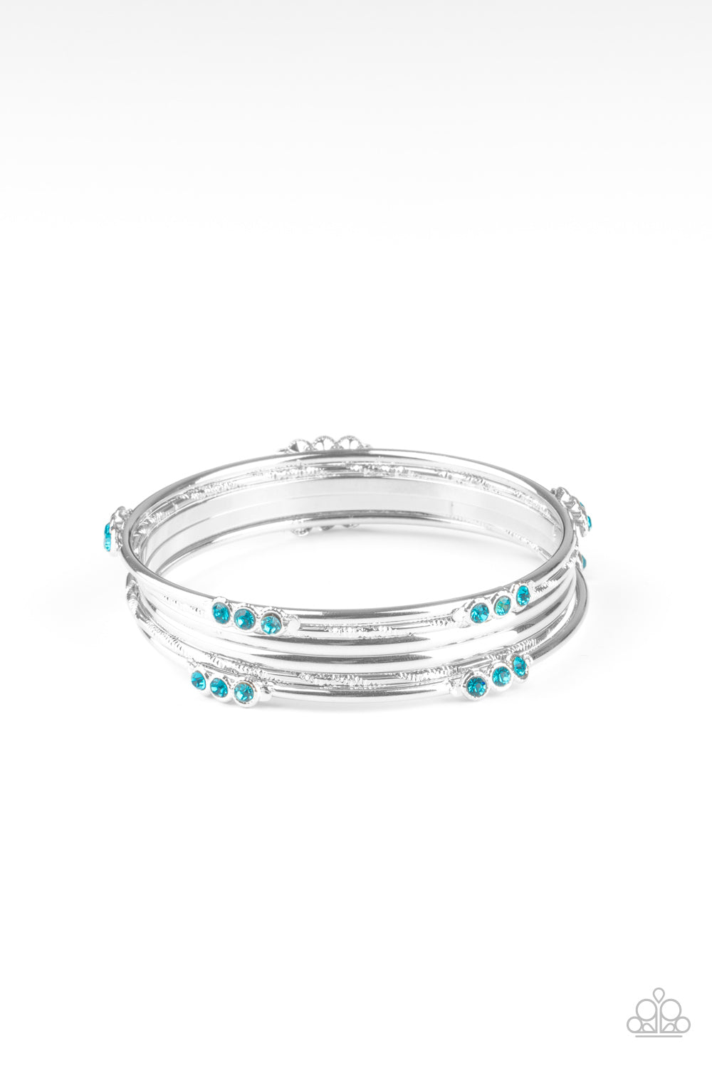 Paparazzi Accessories-Stackable Sparkle Blue Rhinestone Bangle Bracelet