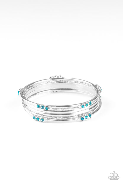 Paparazzi Accessories-Stackable Sparkle Blue Rhinestone Bangle Bracelet