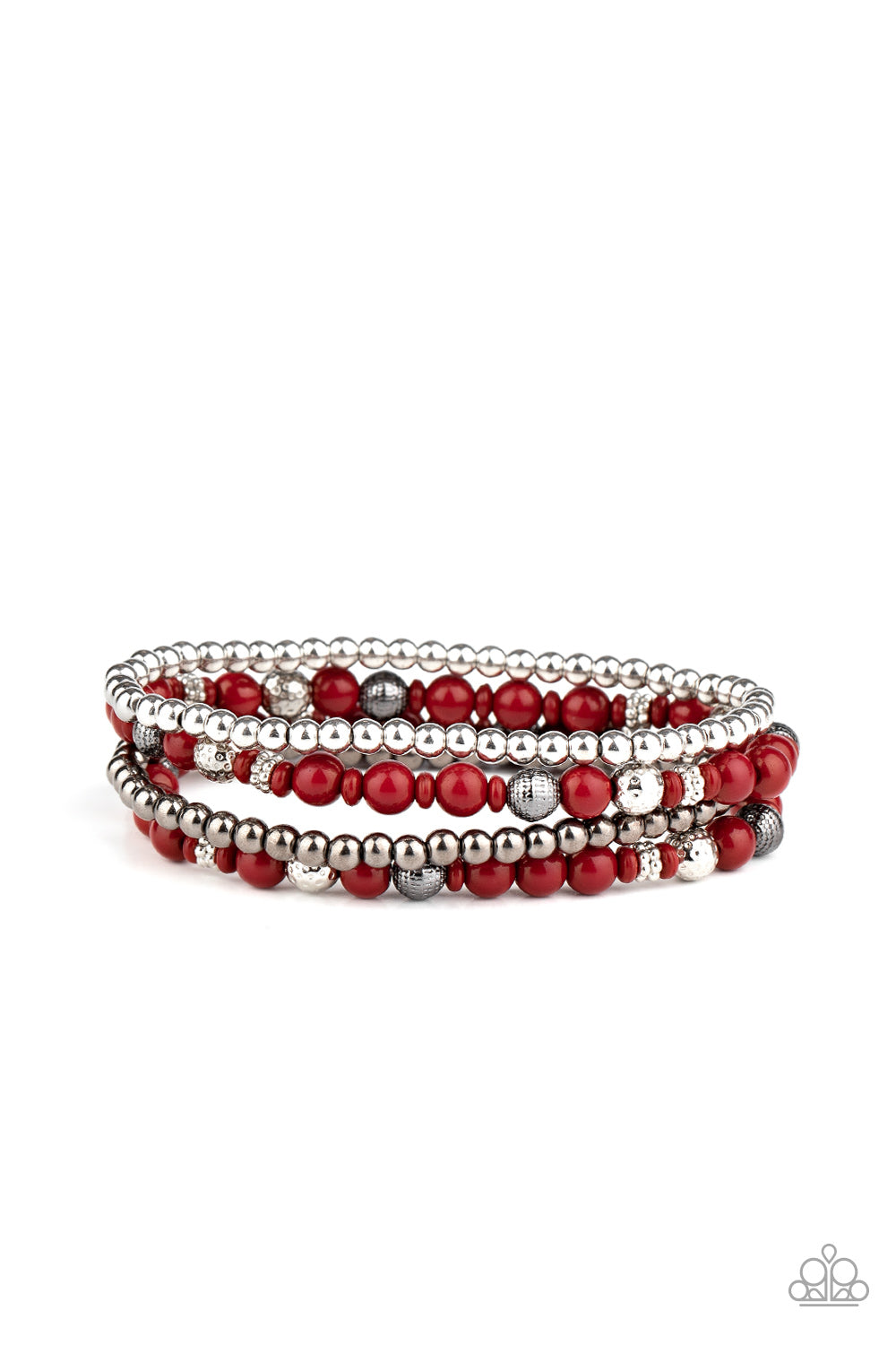 Paparazzi Accessories-Stacked Style Maker Red Bracelet