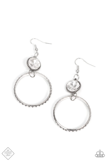 Paparazzi Accessories-Standalone Sparkle White Rhinestone Motif Fashion Fix Earrings