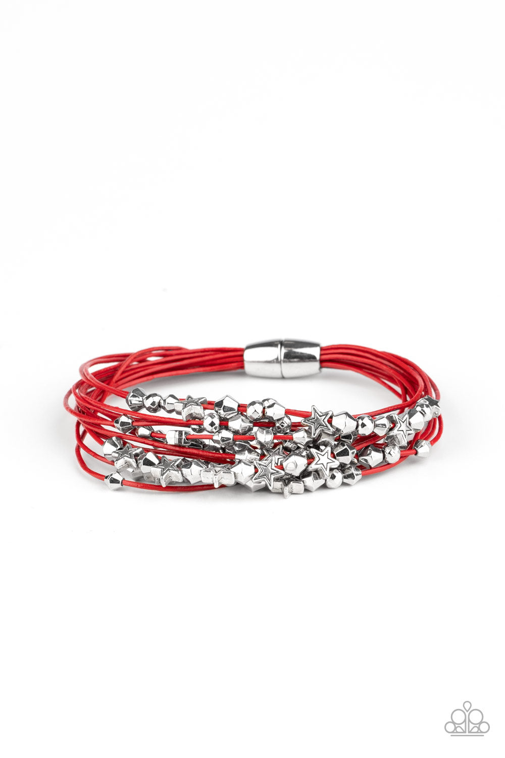 Paparazzi Accessories-Star-Studded Affair Red/Silver Star Charm Bracelet