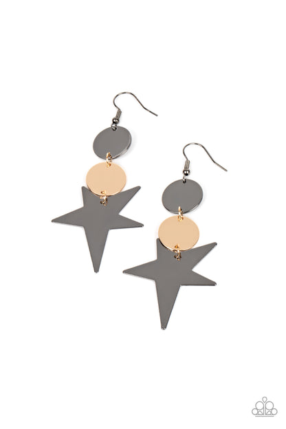 Paparazzi Accessories-Star Bizarre Multi Asymmetrical Flat Disc Earrings