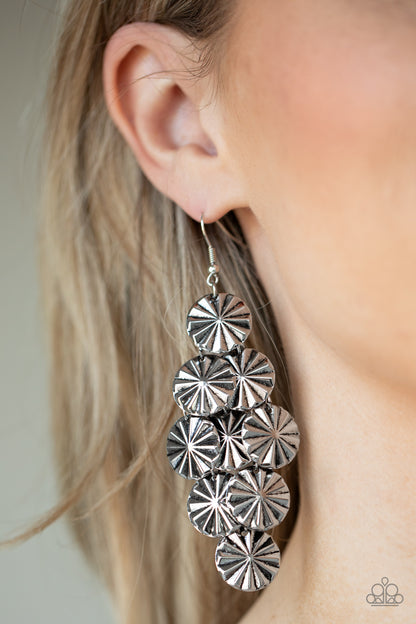 Paparazzi Accessories-Star Spangled Shine Silver Earrings