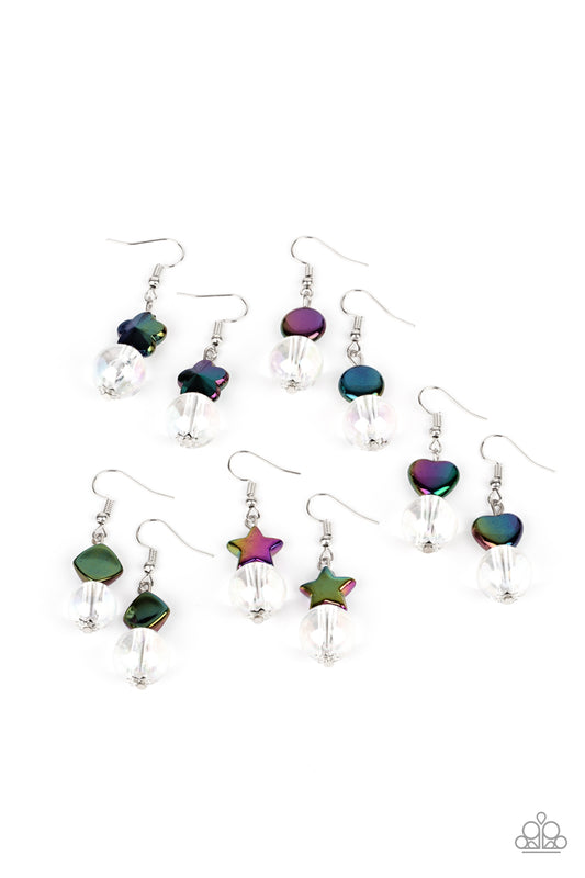 Paparazzi Accessories-Starlet Shimmer Iridescent Glassy White Bead Earring Kit