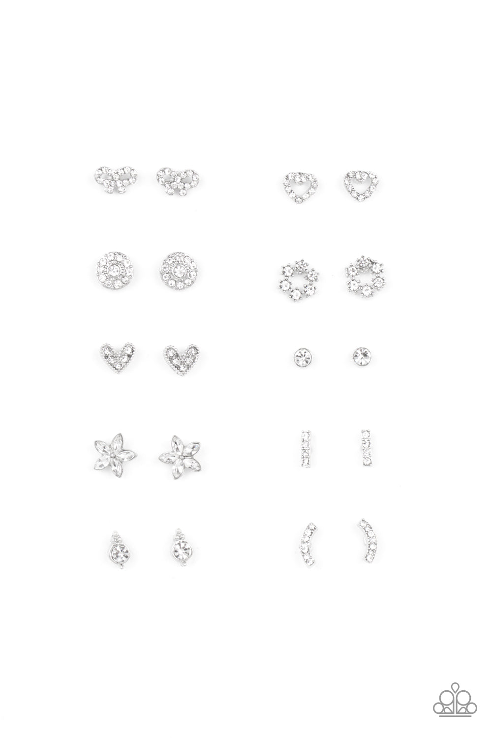 Paparazzi Accessories-Starlet Shimmer White Rhinestone Shapes of Floral/Heart Earring Kit