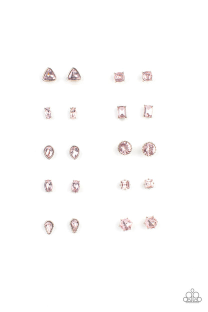 Paparazzi Accessories-Starlet Shimmer Pink Iridescent Assorted Shape Earrings