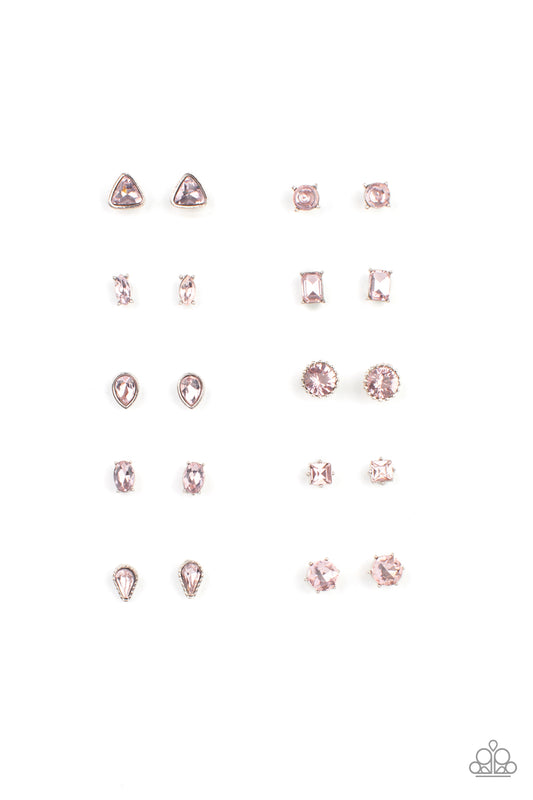 Paparazzi Accessories-Starlet Shimmer Pink Iridescent Assorted Shape Earrings