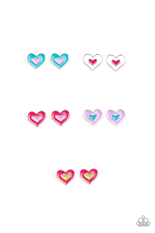 Paparazzi Accessories-Starlet Shimmer Multicolored Heart Earrings