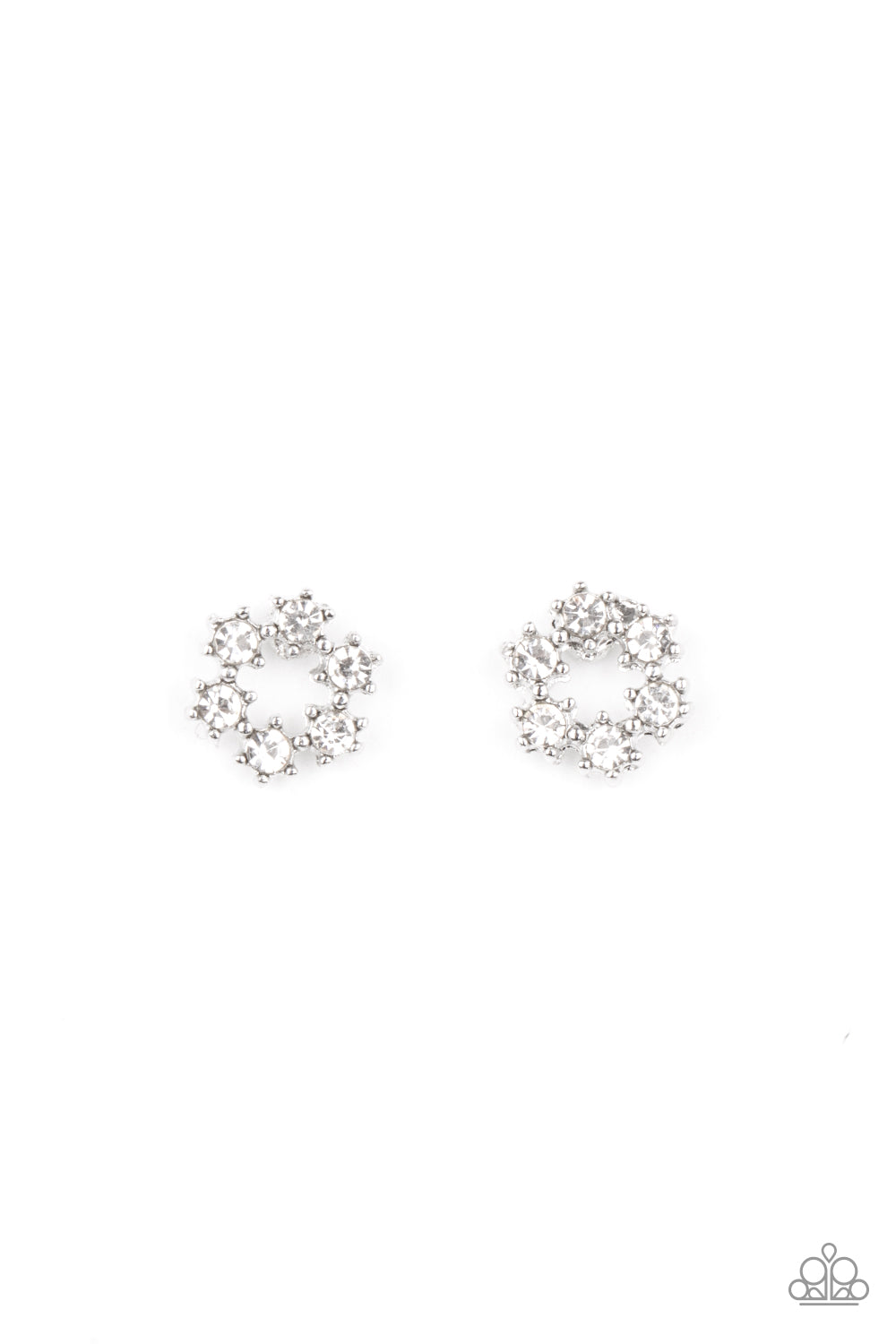 Paparazzi Accessories-Starlet Shimmer White Rhinestone Shapes of Floral/Heart Earring Kit