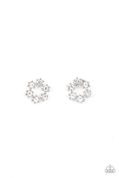 Paparazzi Accessories-Starlet Shimmer White Rhinestone Shapes of Floral/Heart Earring Kit