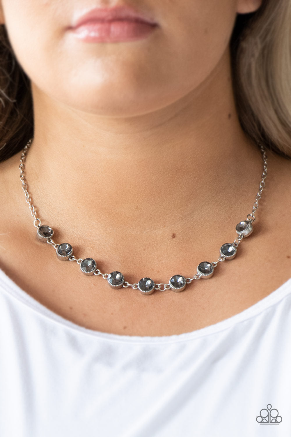 Paparazzi Accessories-Starlit Socials Smoky Rhinestone Necklace Set