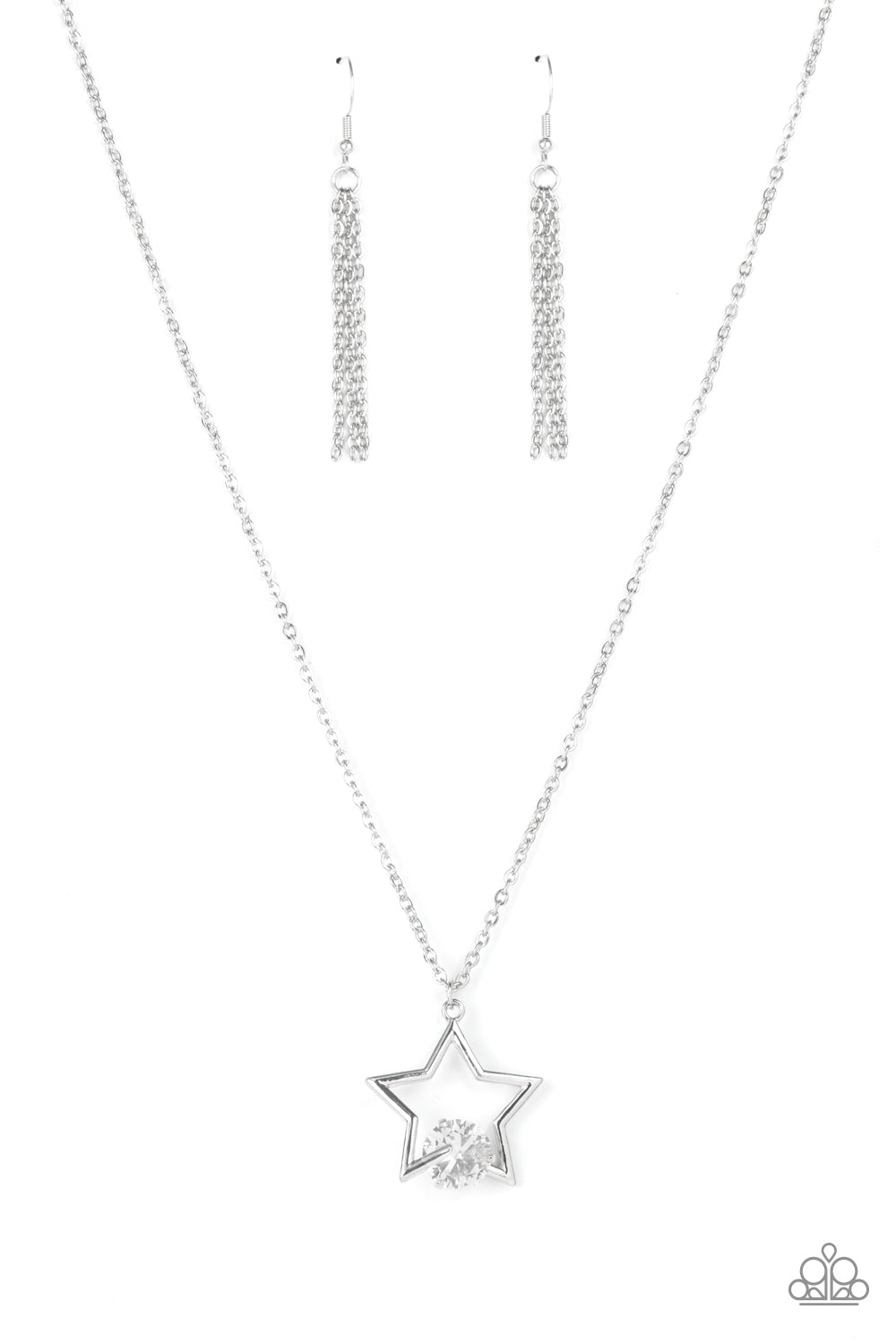 Paparazzi Accessories-Starry Fireworks White Patriotic Star Necklace Set