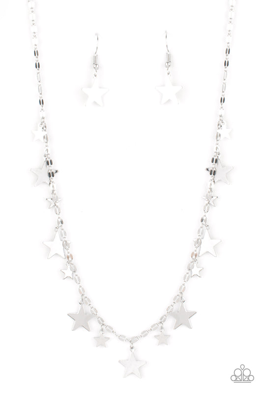 Paparazzi Accessories-Starry Shindig Silver Star Fringe Necklace Set