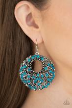 Paparazzi Accessories-Starry Showcase Blue Rhinestone Earrings