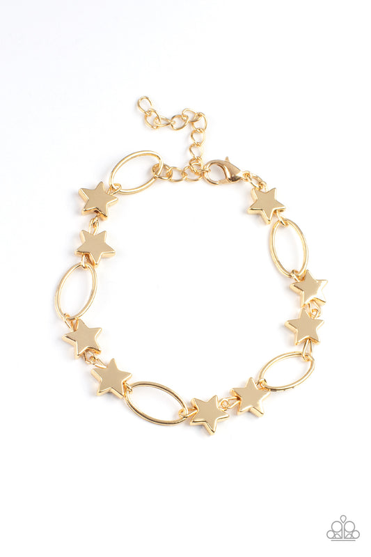 Paparazzi Accessories-Stars and Sparks Gold Airy Oval Link Bracelet