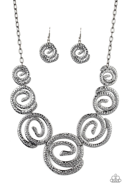 Paparazzi Accessories-Statement Swirl Black Necklace Set