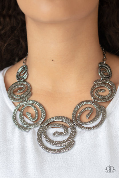 Paparazzi Accessories-Statement Swirl Black Necklace Set