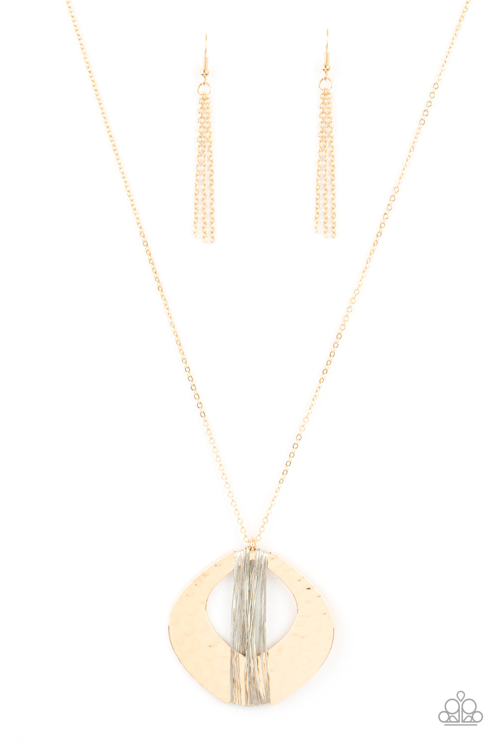 Paparazzi Accessories-State of the ARTISAN Gold hammered Oval Necklace Set