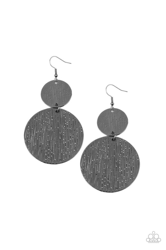 Paparazzi Accessories-Status CYMBAL Glistening Black Lure Earrings