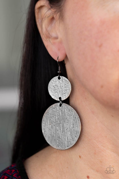 Paparazzi Accessories-Status CYMBAL Glistening Black Lure Earrings