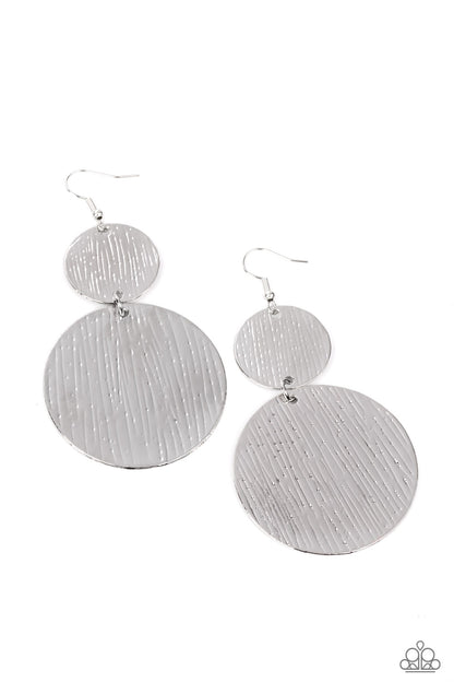 Paparazzi Accessories-Status CYMBAL Mismatched Silver Discs Earrings