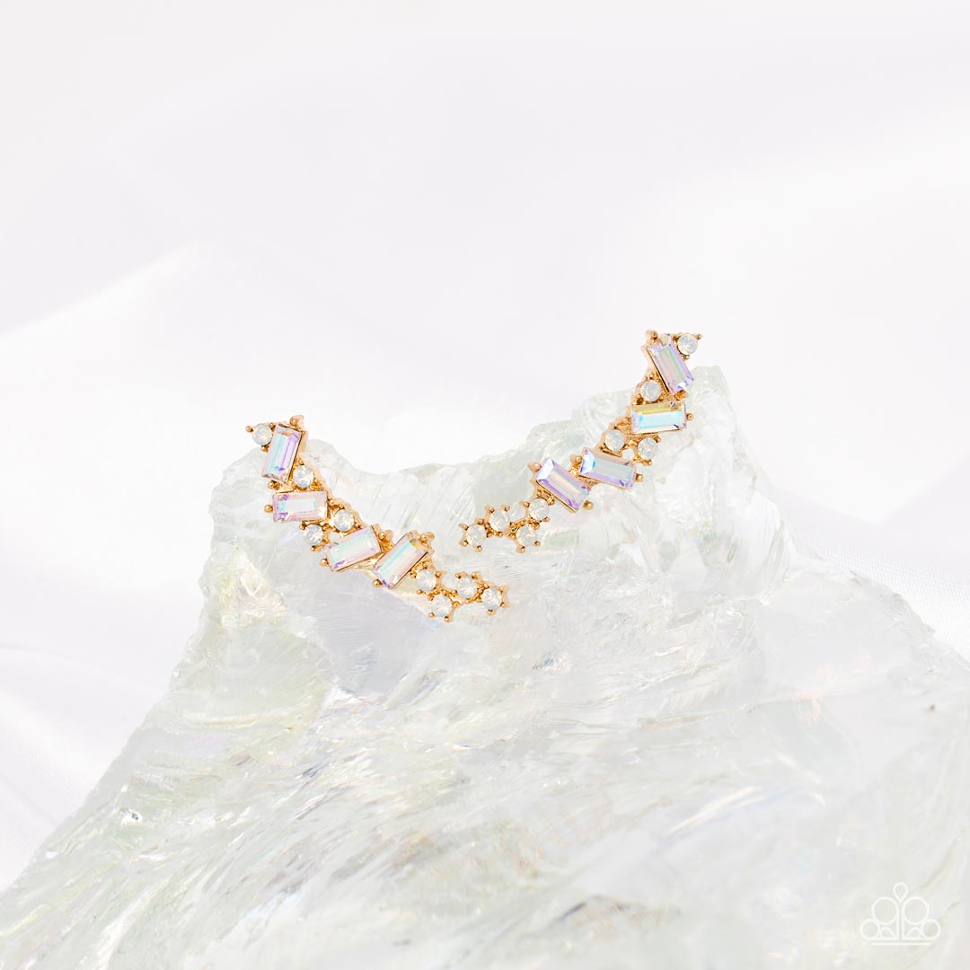 Paparazzi Accessories-Stay Magical Gold Dainty Iridescent Ear-Crawlers