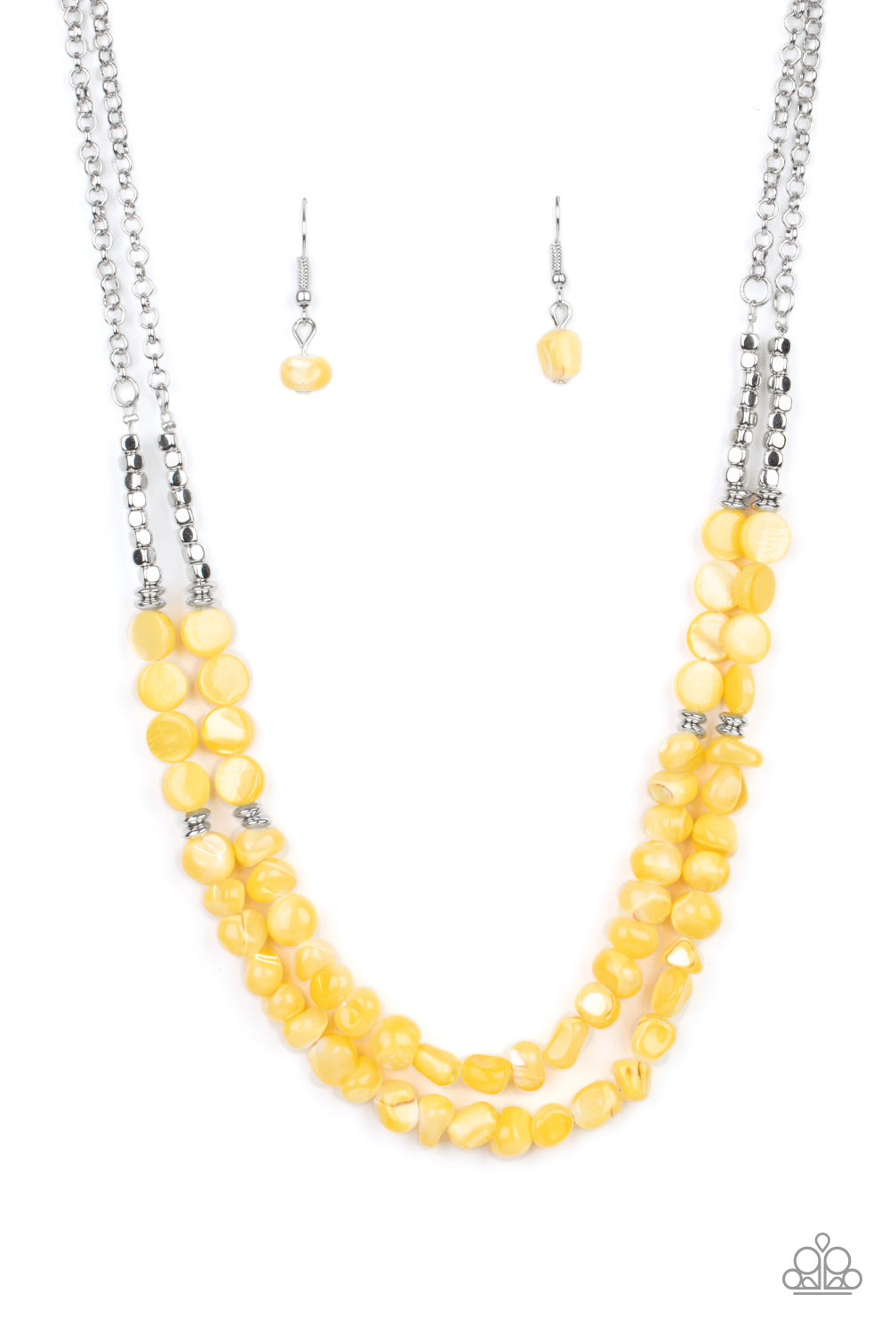 Paparazzi Accessories-Staycation Status Yellow Bead Necklace Set