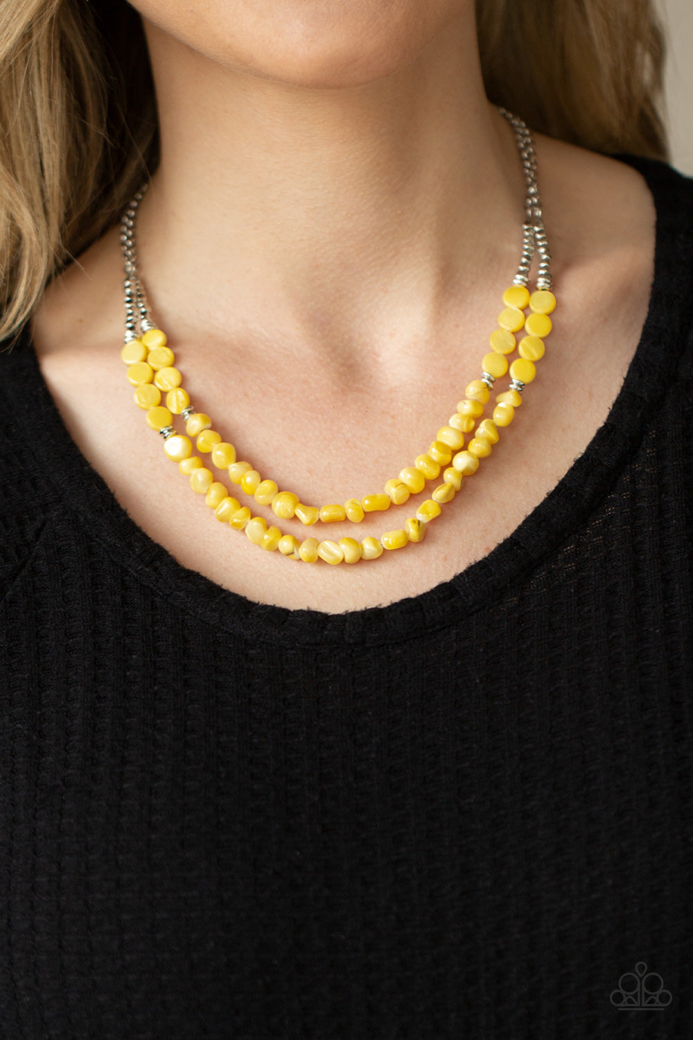 Paparazzi Accessories-Staycation Status Yellow Bead Necklace Set