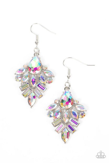 Paparazzi Accessories-Stellar-escent Elegance Multi Cut Iridescent Earrings