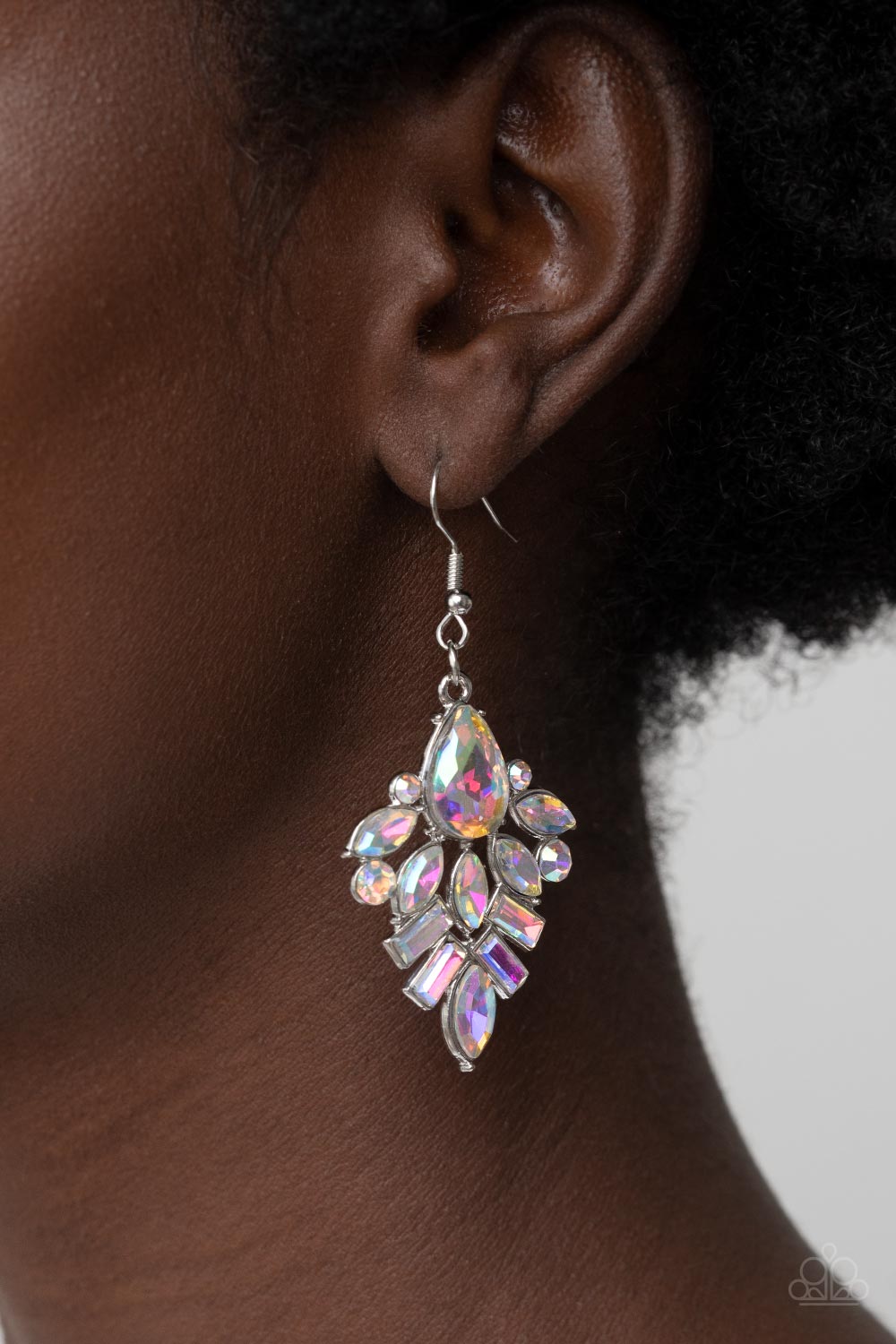 Paparazzi Accessories-Stellar-escent Elegance Multi Cut Iridescent Earrings