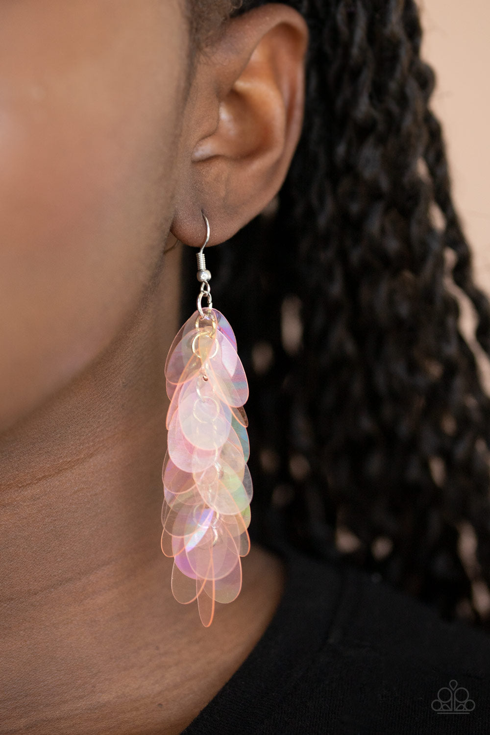 Paparazzi Accessories-Stellar in Sequins Pink Earrings