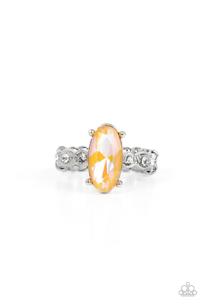 Paparazzi Accessories-Stellar Sensation Yellow Iridescent Oval Ring