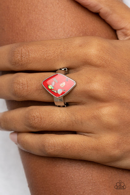 Paparazzi Accessories-Stellar Shores Red Accent Of Flecks Ring