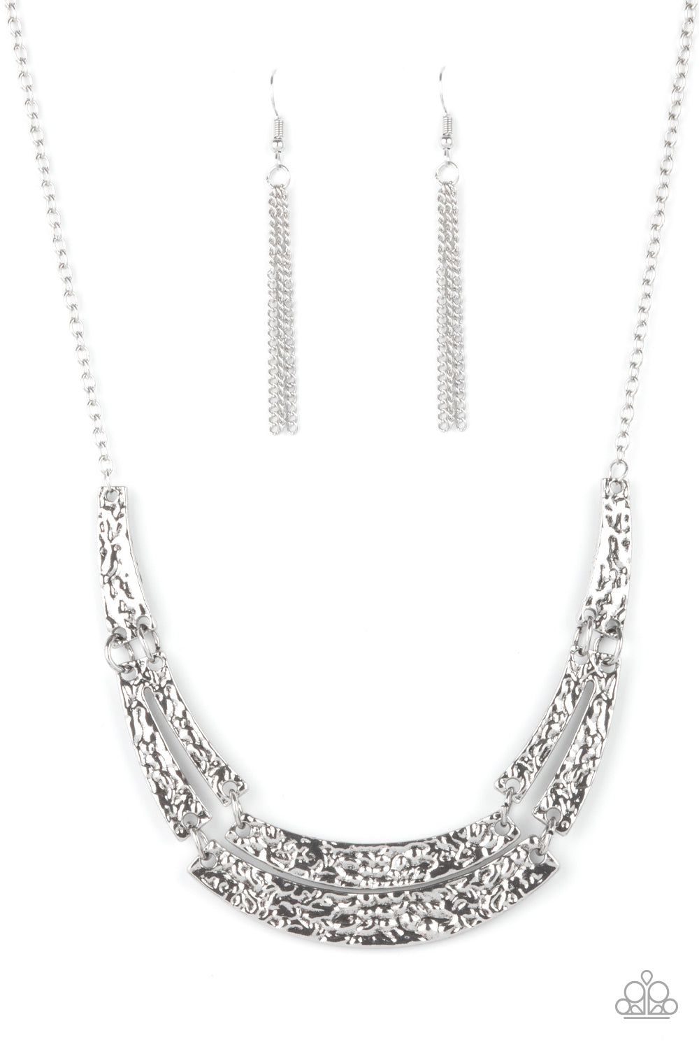 Paparazzi Accessories-Stick To The ARTIFACTS Silver Abstract Necklace Set