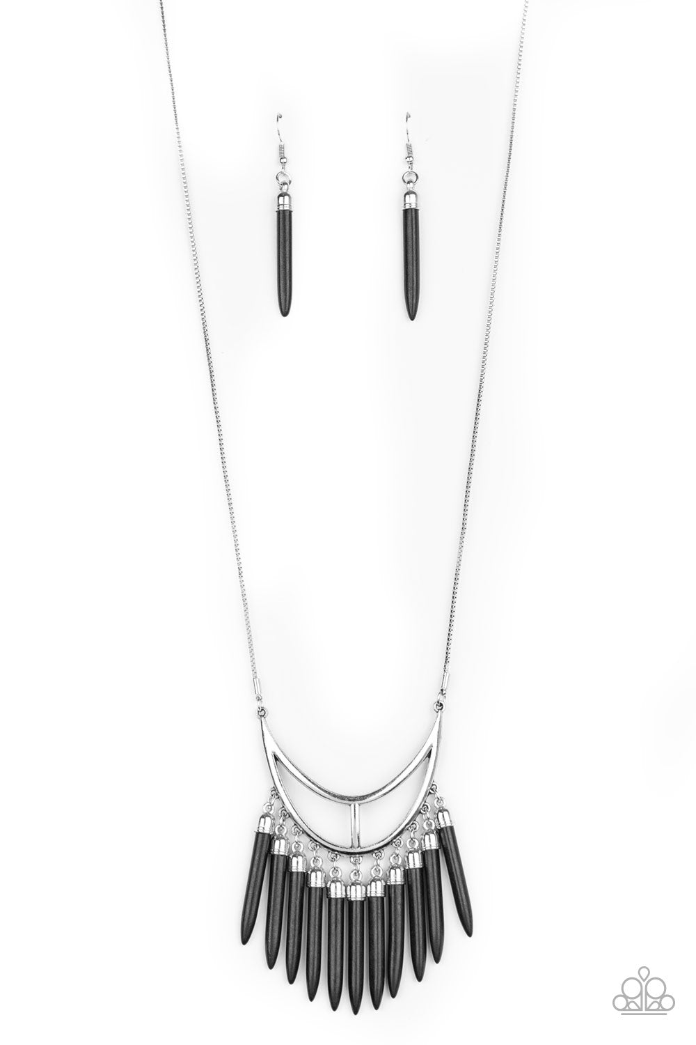 Paparazzi Accessories-Stone Age A-Lister Black Tusk Like Necklace Set